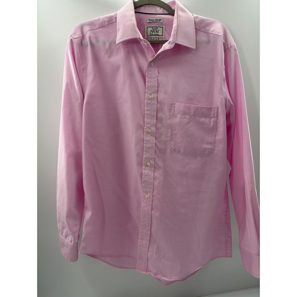 Jos A Bank 1905 Mens Pink Stretch Non Iron Extreme Slim Fit Dress Shirt 16.5 34